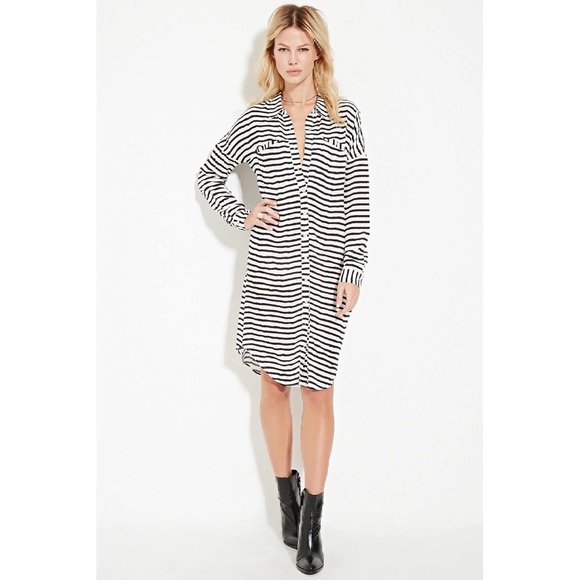 Forever 21 Striped Shirt Dress - Picture 3 of 4